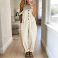 thumbnail image 3 of Czanzd Women's Denim Overalls Loose Fit Casual Bib Jumpsuit-White,XL, 3 of 7