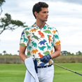 thumbnail image 5 of Balery Colorful Dinosaur Printed Men’s Short Sleeve Polo Shirt, Midweight Men's Shirt,Golf Polo shirts -4X-Large, 5 of 8