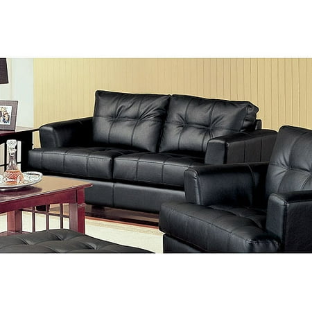 Coaster Company Samuel Bonded Leather Loveseat, Black