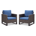 thumbnail image 2 of PARKWELL 2-Piece Wicker Patio Chairs - Outdoor Patio Lounge Chairs with Cushion - Oversized Rattan Seating Set - Blue, 2 of 9