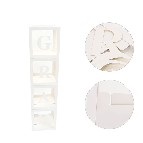 TEHAUX Balloon Boxes With Letters Paper For Students 4Pcs 11.8x11.8x11.8in