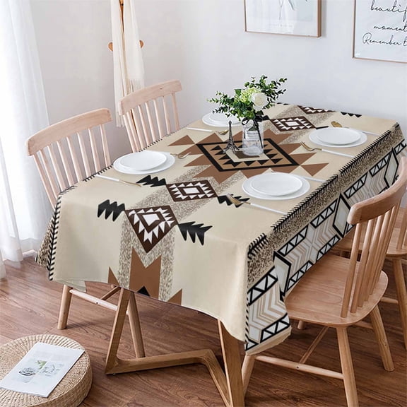 Southwest Tablecloth Rectangle Table Cloth 52x70 , Waterproof Tablecloth Outdoor Table Cloth, Brown Bohemian Abstract American Washable Table Cover for Kitchen Dining Party