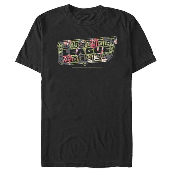 Men's Justice League Floral Logo Graphic Tee Black X Large