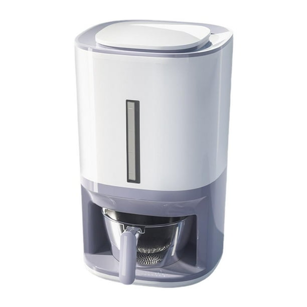 Dispensador de arroz de 26 libras con taza medidora para harina, frutos secos y condimentos Gris