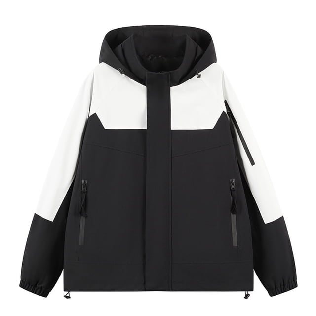 LSLJS Manteau Imperméable à Capuche pour Femmes, Manches Longues, Poches, Noir, TTTG