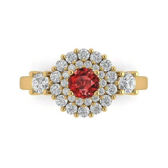 Halo Engagement Ring for Women - 1.4ct Natural Garnet in 18K Yellow Gold Promise Ring