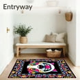 thumbnail image 3 of ODIKA 2'x3' Machine Washable Non-Slip Area Rug, Charming Canine Embroidery Artwork High Traffic Rug with Pad, Pink, 728009, 3 of 8