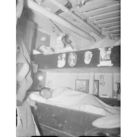 LAMINATED POSTER The Royal Navy during the Second World War The skipper (lower berth) sleeping and No 1 reading in th Poster Print 24 x (Best Sleeping Posture For Lower Back Pain)