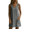 thumbnail image 5 of Bosfbaoi Dresses for Women Casual A-Line Shift Dress Loose V-Neck Sleeveless Tunic Dress with Pockets Summer Dresses for Women 2026, 5 of 7