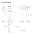 thumbnail image 3 of Los Flexi 24" x 19" Modern Rectangular Ceramic Pedestal Sink, Compact Design with Overflow and Pre-Drilled Faucet Hole, 3 of 14
