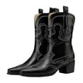 thumbnail image 6 of UngA Womens Cowboy Boots Women's Exquisite Embroidered Western Cowboy Boots Knee High Wide Calf for Fall Fashion Black,7, 6 of 7