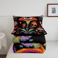thumbnail image 4 of Erosebridal Mushroom Bedding Set Full Women Trippy Cute Flowers Comforter Set Colorful Hippy Quilted Comforter Black Botanical Theme Eyes 3D Galaxy Pattern Printed Quilt Duvet Soft Warm, 4 of 7