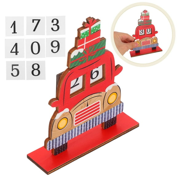 WHAMVOX Wooden Truck Christmas Decor with Countdown Blocks Xmas Countdown Calendar Days Until Christmas Sign Holiday Table Ornament