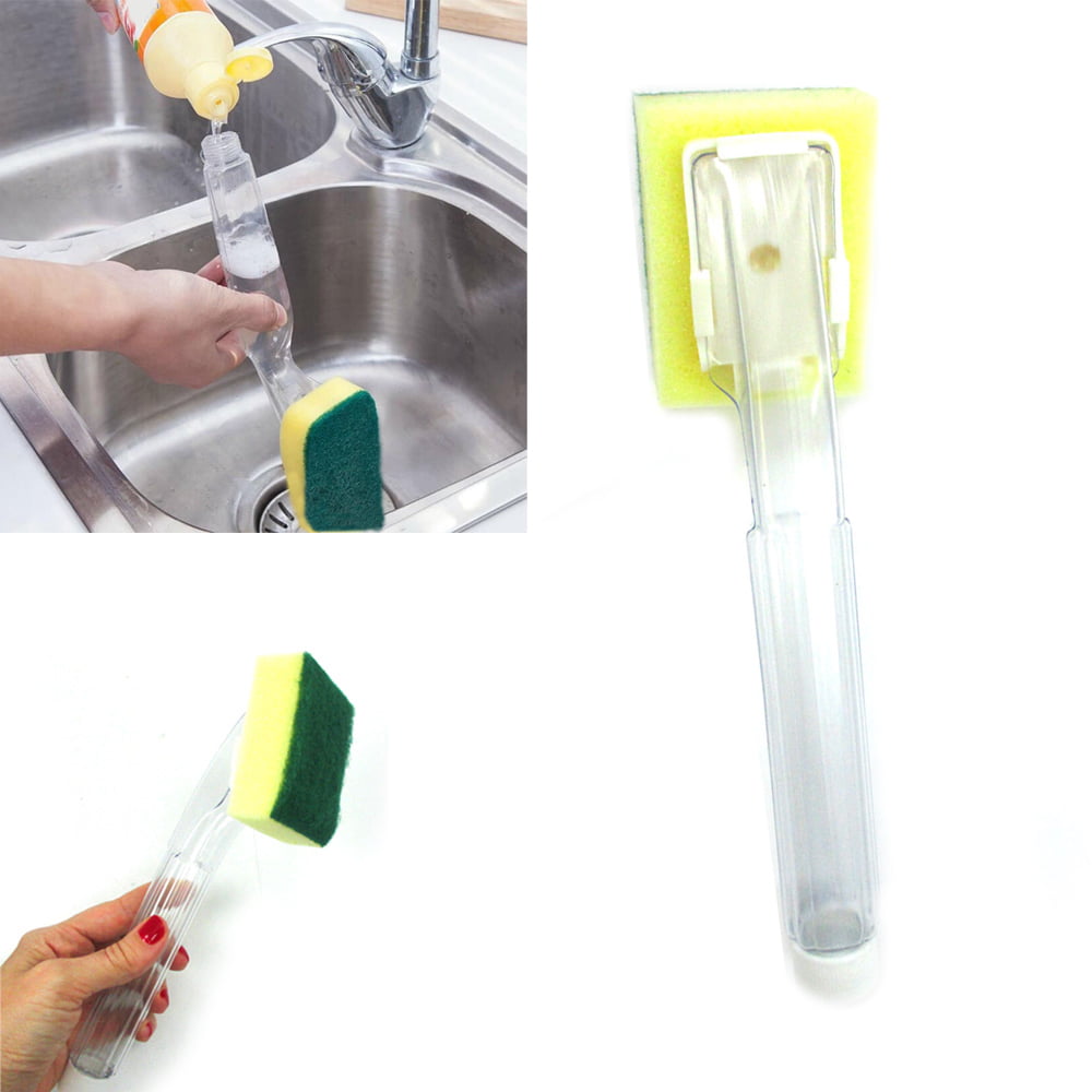 2 Soap Dispenser Scrubber Cleaner Dish Wand Brush Scrub Refill Washing —  AllTopBargains