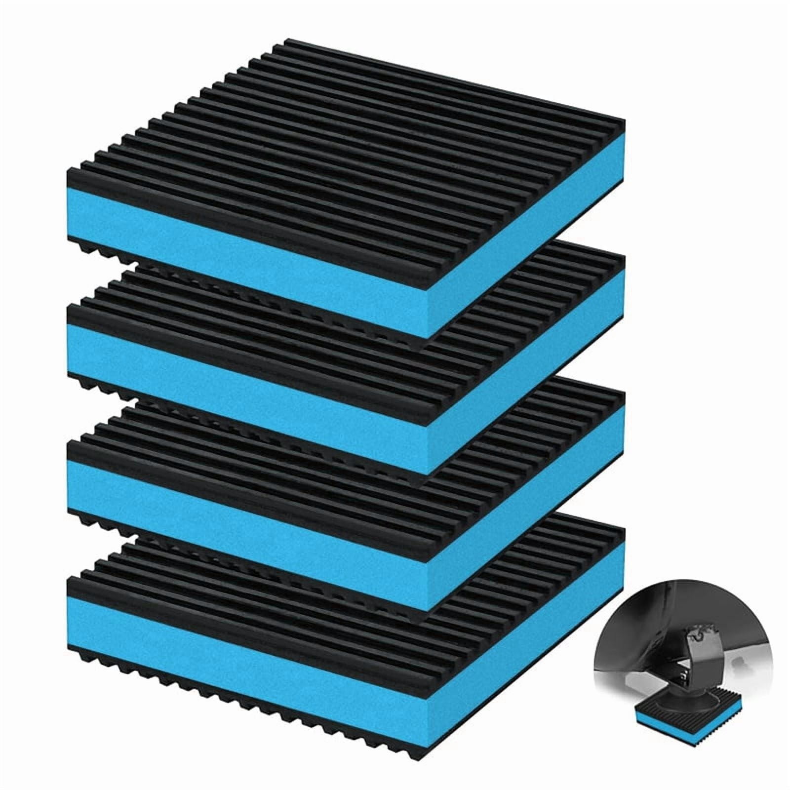 4 Pack Anti Vibration Pads for Washing Machine 4"x4", Sound Isolation Vibrating Pad Ribbed Rubber Damping Mat EVA Center for Air Compressors, Conditioner, Treadmill, HVAC Washer Dryer