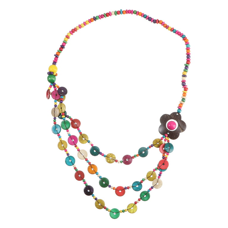Bohemian Necklace with Multi Colored Beads Multi Layers Durable Handcrafted, Women's, Size: 100 cm, Grey Type