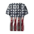 thumbnail image 3 of 4th of July Shirts for Women 3/4 Length Sleeve Patriotic Tops Dressy Casual Notch Neck Blouses 2024 USA Flag Star Stripes Printed Parade T Shirt, 3 of 4