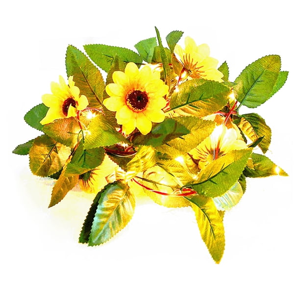 Lámpara De Alambre De Cobre Led De Ratán De Hoja Verde Artificial, Lámpara De Vid De Girasol, Cadena De Luces Led, Decoración De Navidad, Lámpara De Cadena De Linterna Minnieouse HA016049-00