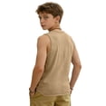 thumbnail image 4 of UACY Boys Tank Tops Casual Sleeveless Crewneck Athletic Workout Tees Basic Solid Undershirts (Khaki, 5-6 Years), 4 of 6