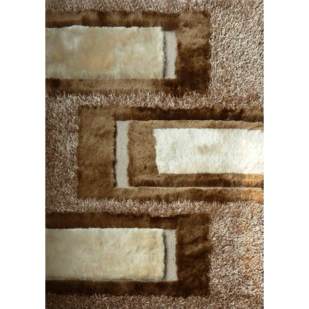 Hand Tufted Beige Polyester Indoor Durable Beige Shag 100 Percent Polyester Hand Tufted & Hand Made Doormat Area Rug (Exact Size 2 Feet x 3 Feet) ()