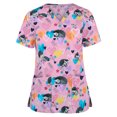 thumbnail image 2 of Puntoco Blusa de manga corta con cuello en V para mujer Uniforme de trabajo Blusa con estampado de dibujos animados Puntoco Puntoco-2698, 2 of 7