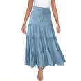 thumbnail image 2 of Xaqiouau Women's High Waisted Smocked Tiered Maxi Skirt Soft Lightweight Flowy Casual Boho Long Skirt for Summer Beach Vacation and Everyday Wear, 2 of 9
