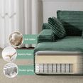 thumbnail image 6 of Oversized Chaise Lounge Chair Indoor, Corduroy Upholstered Sleeper Sofa Daybed with 3 Throw Pillows and Wide Armrest for Living Room, No Assembly Required,Green, 6 of 12