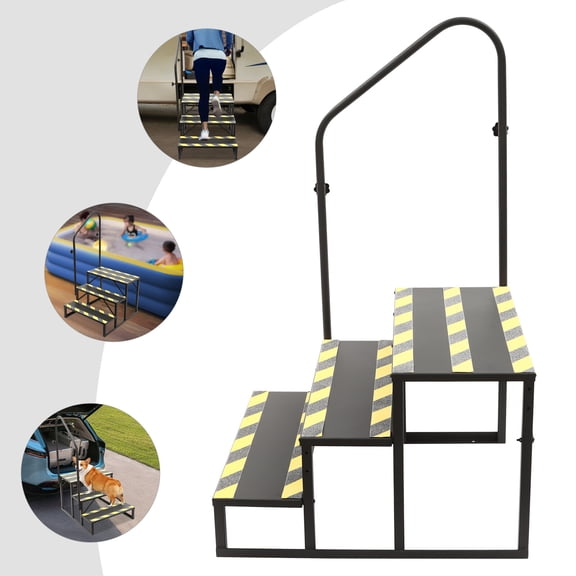 Swimming Pool Ladder Above Ground 3-Step Portable Step Ladder With Handrails for Indoors and Outdoors