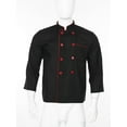 thumbnail image 3 of Jelory Unisex Chef Coat Long Sleeves Double-Breasted Hotel Restaurant Kitchen Work Uniform Black M, 3 of 7
