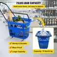thumbnail image 4 of 6-Count Rolling Shopping Baskets, Lightweight Blue Plastic Carts with Handle and Wheels, Portable Store Shopping Basket Collection, 4 of 11