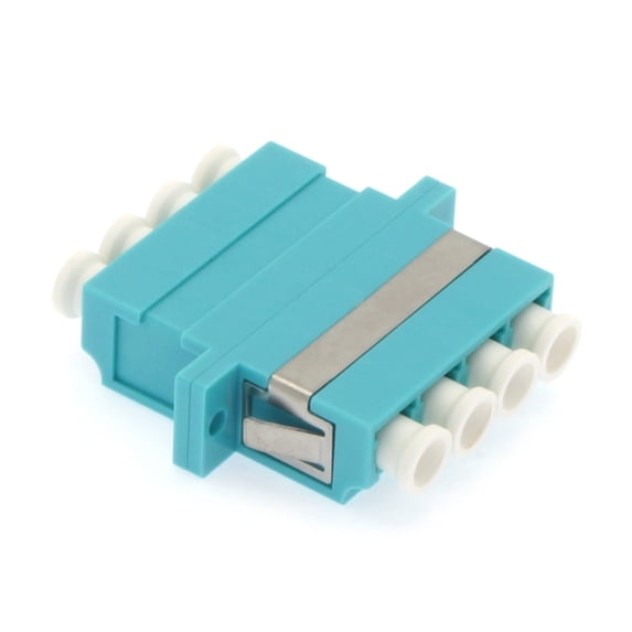 ACCL LC/UPC OM3 Multimode Quad Adapter with Frange Aqua, 4 Pack