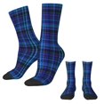 thumbnail image 2 of Vintage Plaid Print Socks Blue Green Black Vintage Stockings Women Men Breathable Cycling, 2 of 7