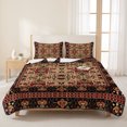 thumbnail image 3 of Twin XL Quilt Set 68''x98'', Brown Red Boho Lightweight Summer Bedspread Coverlet Set with 2 Pillow Shams, Vintage Geometric Abstract Art Breathable All Season Quilt Bedding for Dorm/Guest Room, 3 of 9