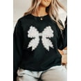 thumbnail image 2 of Women's Black Rhinestone Decor Bowknot Graphic Pullover Sweatshirt - [ZhiHiMeRi] | (US 20-22)2XL, 2 of 8