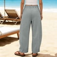 thumbnail image 5 of Abomasnow Women's Plus Size Palazzo Pants Elastic High Waist Drawstring Wide Leg Pants Casual Lightweight Beach Vacation Trousers with Pockets, 5 of 7