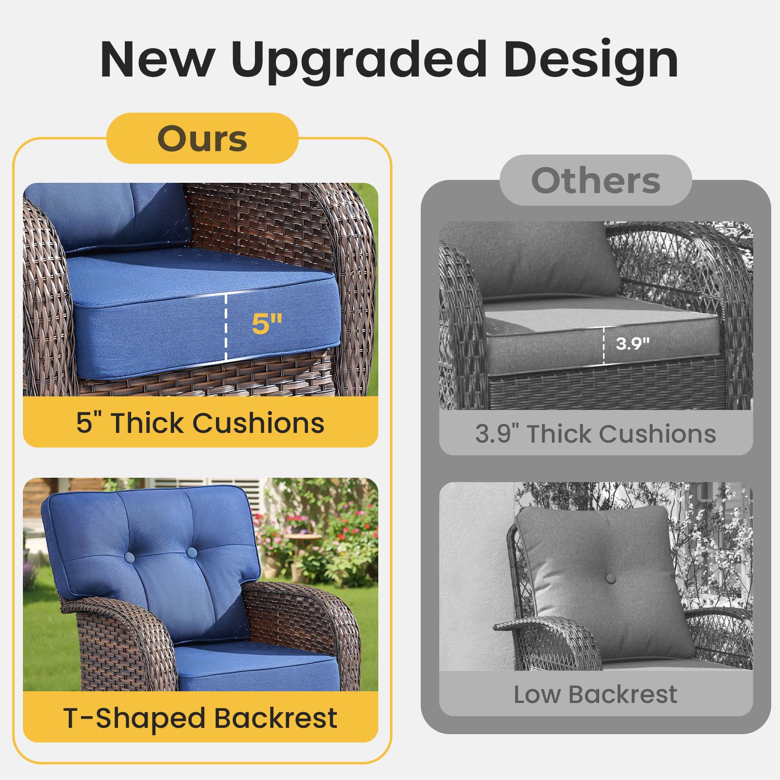 Bellefurn 9 Piece Outdoor Patio Wicker Furniture Sets,High Back Outdoor Conversation Set with Swivel Rocker Patio Chairs,Sofa,Coffee Table and Ottomans for Porch Balcony Patio Deck