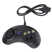 Replacement Wired 6 Button Game Pad 2 Pack Compatible with SEGA Genesis, Black Retro Controller for Old School Classic Console