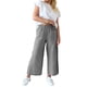 thumbnail image 1 of Pantalones anchos de pierna recta para mujer, cintura elástica a rayas, ajuste holgado, cómodos pantalones casuales, negro XL, 1 of 6