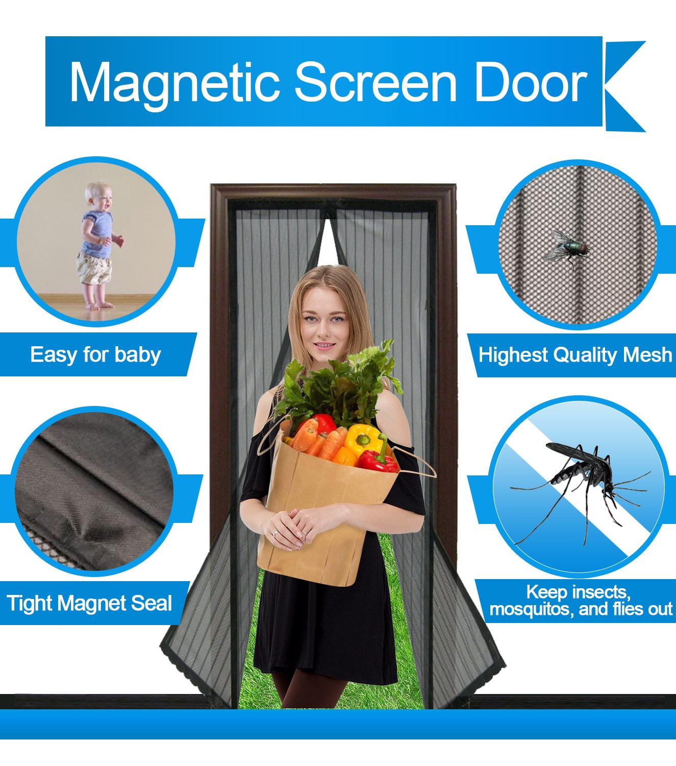 Mother's Day Gift Screen Door,Magic Mesh Hands Free