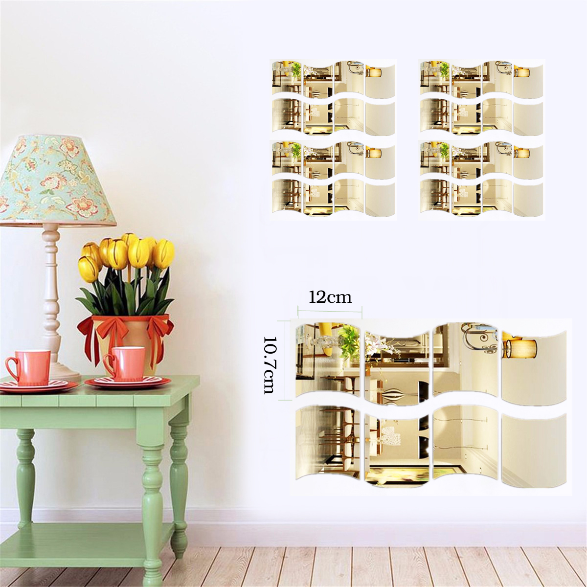 6 PCS 3D Mirror Wall Sticker Self Adhesive Acrylic Vinyl Wallpaper DIY