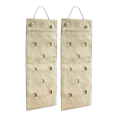 HANG & GROW Burlap Hanging Planter Bags for Outdoor Plants, Vertical Flower Hanging Bag for Easy Outside Garden Decoration, Reusable for Flowers, Strawberry, Vegetables and Herbs, (2 Bags, 8 Holes)
