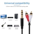thumbnail image 6 of RCA to 1/4 Adapter Cable, 6.35mm 1/4 Inch TRS to RCA Audio Cable Coild Spring 6.35mm Stereo Jack to Dual RCA Insert Cable Y Splitter RCA to 1/4 Stereo Breakout Cable, 2.6ft, 6 of 7