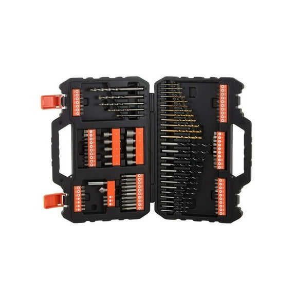 BLACK DECKER A7200 109-Piece Drill Machine Bits & Screwdriver-Bit Accessories Set with Magnetic Drive Guide & Storage Case Ideal for Wood, Masonry & Metal, 6 Month Warranty, ORANGE & BLACK
