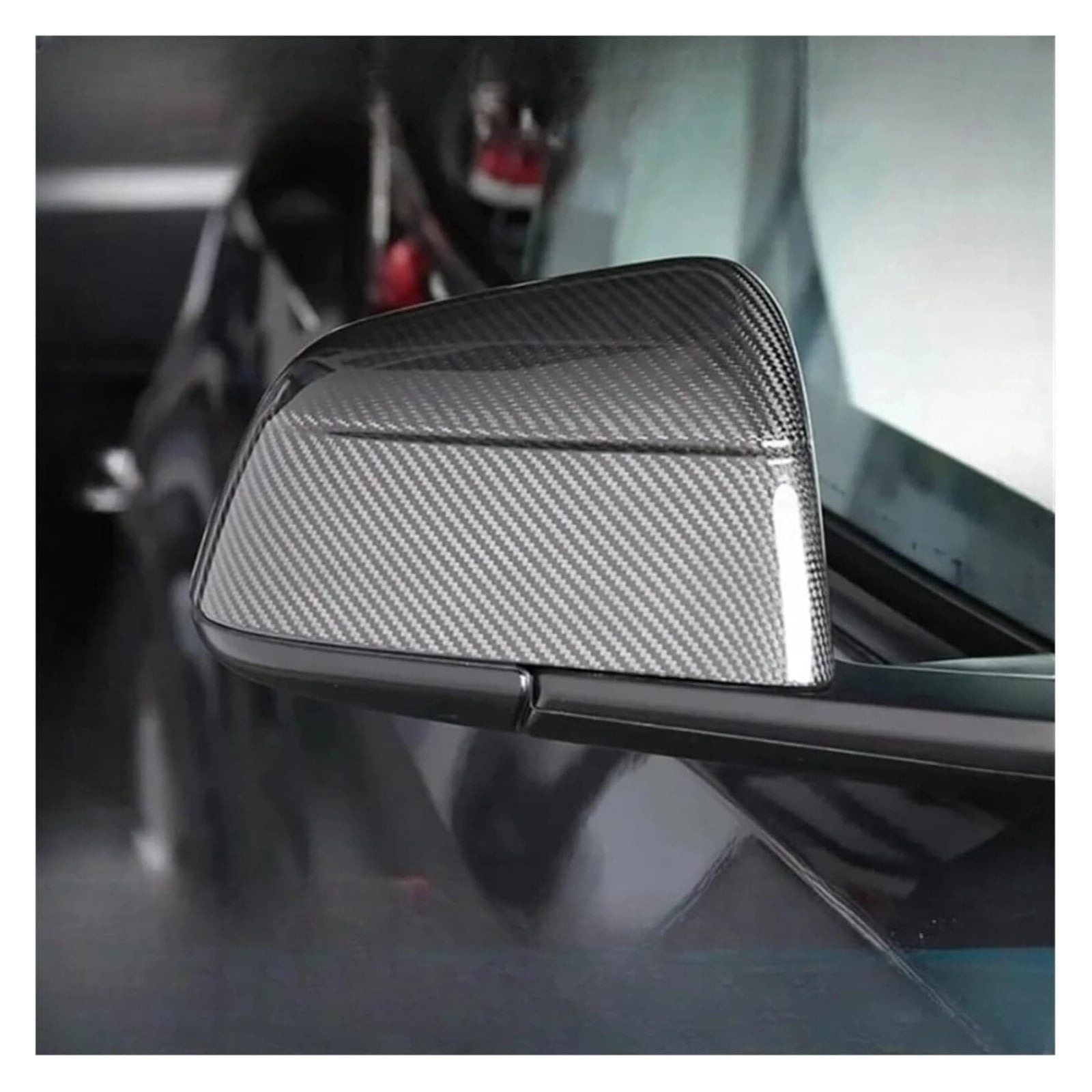 HAGSYCT Real Dry Carbon Fiber Rear View Mirrors Cover,Compatible With Tesla for Model Y Juniper 2025 Rearview Mirror Cover Bright Carbon Fiber
