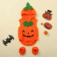 thumbnail image 4 of Mepaouo Newborn Baby Girls Boys Halloween Clothes Sleeveless Pumpkin Romper Bodysuit Hat Socks Outfits, 4 of 8