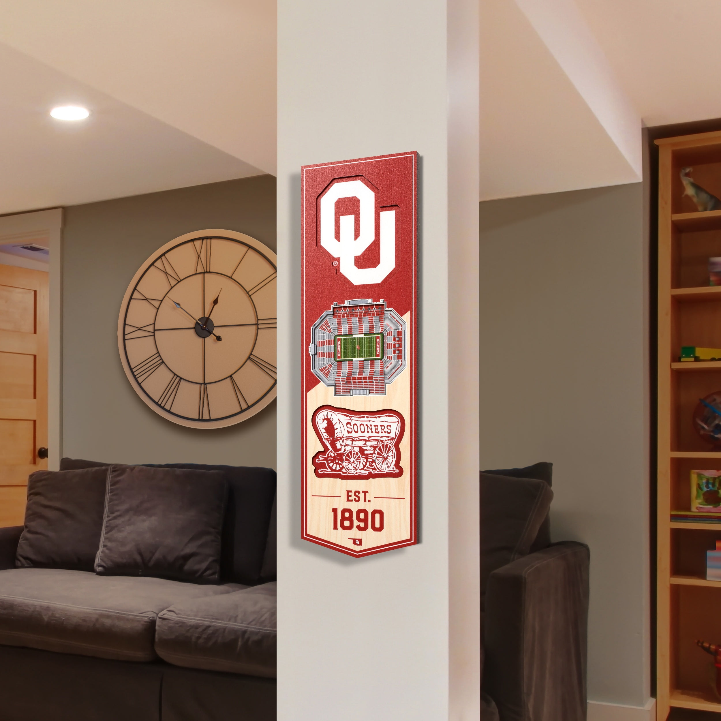 YouTheFan NCAA Oklahoma Sooners 6'' x 19'' 3D Stadium View Banner