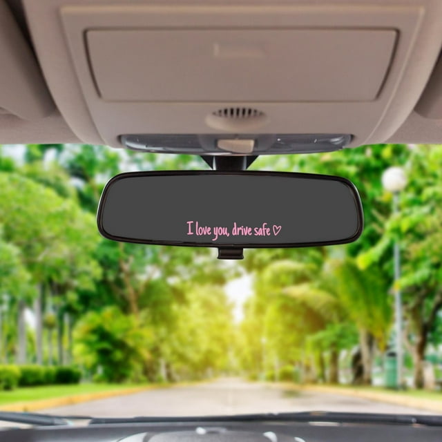Pegatina de espejo retrovisor con texto "Te amo", "Conducción segura", "Te amo", "Con corazón", "Para espejo retrovisor", "Ventana", "Accesorios para coche y regalo", "Pegatina decorativa para espejo"