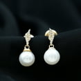 thumbnail image 3 of Rosec Jewels Minimal Drop Earrings with Freshwater Pearl and Diamond - 8 mm - AAA Grade, 14K Yellow Gold, 3 of 8