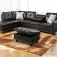 thumbnail image 6 of JESTOP Wood Storage Ottoman Bench with Footrest, Faux Leather Upholstered Rectangle Stool, 28.5" x 19.5" x 17.5", 6 of 7
