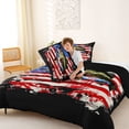 thumbnail image 4 of Feelyou Largemouth Bass Fish Full Size Comforter Sets for Men, Splash Star Stripe US Flag Bedding Sets, Red Blue, Black Reversible, 3 Pieces, 4 of 6